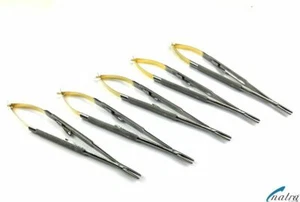 5x Castroviejo Needle Holder Straight / Curved with lock TC gold surgical suture - Picture 1 of 6