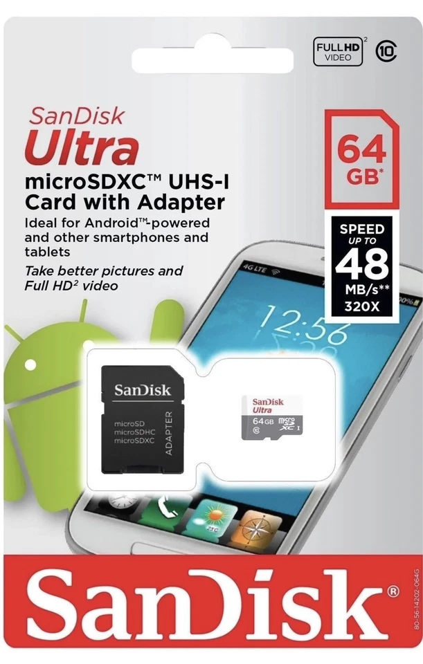 2X SanDisk 64GB Ultra Class 10 Micro SD Card Extreme Drone DJI  Xiaomi Samsung - Image 1 of 1