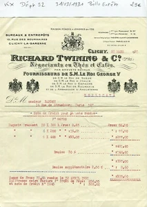 Dépt 92 - Clichy 10 Rue des Bournaires - Belle Entête Célèbre Marque de Thé 1931 - Picture 1 of 1