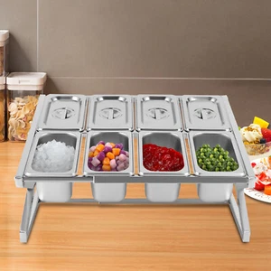 8 Pans Spice Rack Kitchen Storage Shelf Kitchen Spice Holder Stainless Steel - Picture 1 of 15