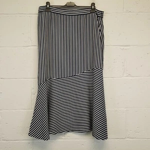 Jaeger Skirt A-Line Knee Length BNWT UK 18 BLue Lyocell Striped RRP £125 - Picture 1 of 9
