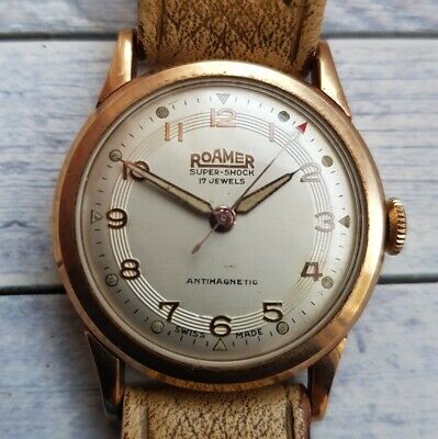 Vintage Roamer 9ct Solid Gold Men's Watch 