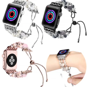 For Apple Watch Series 7 6 5 4 3 2 Agate BLING Jewelry Band Beads Strap Bracelet - Picture 1 of 32