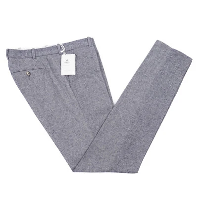 Pantalones de vestir Luigi Borrelli jaspeados azul marino-blanco sarga suave algodón 42 nuevos con etiquetas Foto 1 de 4