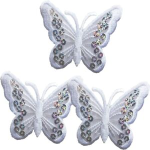 15 Pieces 2.95x 2.16 inch Bright White Butterfly Patches  Jeans