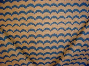 12Y KRAVET 17121 AEGEAN BLUE ANTIQUE GOLD BARGELLO JACQUARD UPHOLSTERY FABRIC - Picture 1 of 4