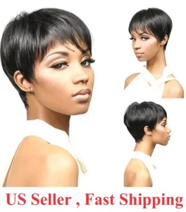 Women Natural Short Wigs Curly  Bob Hair Wavy Wigs Brown Black Wig - Picture 1 of 6