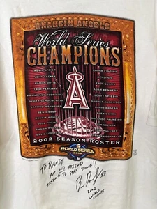Vintage 2002 Anaheim Angels World Series Champions shirt XL Magestic SIGNED - Picture 1 of 10