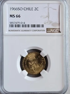 Chile 2 Centesimos 1966SO NGC MS 66 - Picture 1 of 2