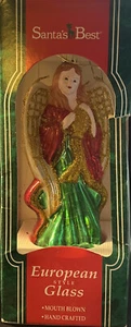 El mejor adorno de ángel grande soplado boca de vidrio estilo europeo de Papá Noel vintage - Imagen 1 de 2