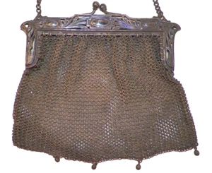 Art Nouveau Mesh Purse German Silver Handbag Evening Bag Vintage - Picture 1 of 8