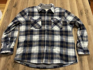 Boston Traders Pants, Men's XXL, Brown White Blue, Plaid, Button Up Long Sleeve - Picture 1 of 11