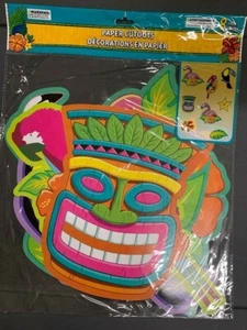 NEW LUAU PARTY HIBISCUS FLOWER PARROT FLAMINGO TIKI CUT OUT DECORATIONS 8 PACK - Picture 1 of 3