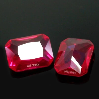 Natural Burma Pigeon Blood Red Ruby 3x2 MM Emerald Pair AAA+ Gemstone RI05 - Image 1 of 4