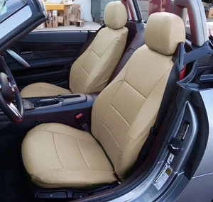 BMW Z4 2003-2008 BEIGE VINYL CUSTOM MADE FIT FRONT SEAT COVERS - Picture 1 of 3