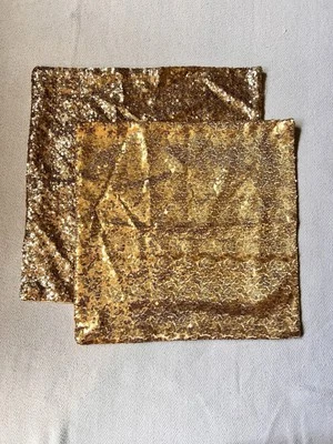 Gold Sequined Pillow Cover Set, 2 Pieces, One 16" Cover, One 18" Cover - Image 1 of 4