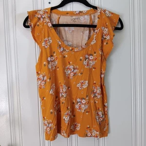 Loft Outlet Damen senfgelb Blumen Flatterärmel Top Bluse Gr. M - Bild 1 von 6