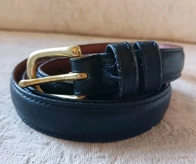 Cinturón de cuero de vaca pulido negro Coach talla 40 hebilla de latón macizo muestra desgaste Foto 1 de 4