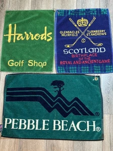 Vintage Golf Towels Lot Pebble Beach Turnberry St Andrews Muirfield Harrods - Picture 1 of 24