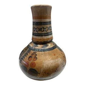 Vintage Mexico Hand Painted Clay Pottery Deer Art Water Jug Pitcher w/Cup - Picture 1 of 15