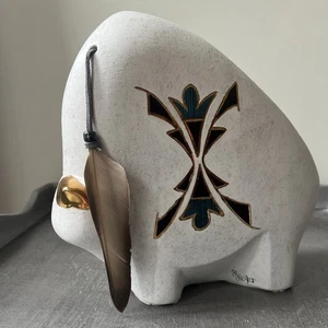 Arte nativo americano cerámica búfalo bisonte hecho a mano artista firmado arte del suroeste - Imagen 1 de 10