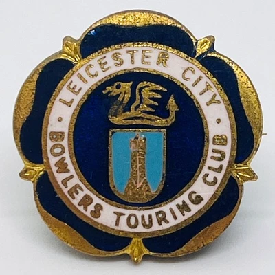 Leicester City Bowlers Touring Club Vintage Enamel Pin Badge Bowls Bowling UK - Image 1 of 2