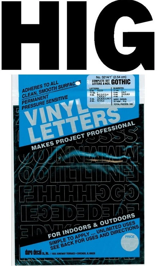 DURO Permanent Adhesive Vinyl Letters Numbers 1 401305