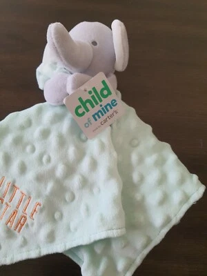 MANTA DE SEGURIDAD Carters NUEVA CON ETIQUETAS LITTLE STAR Gris ELEFANTE Verde Minky SONAJERO Lovey Foto 1 de 4