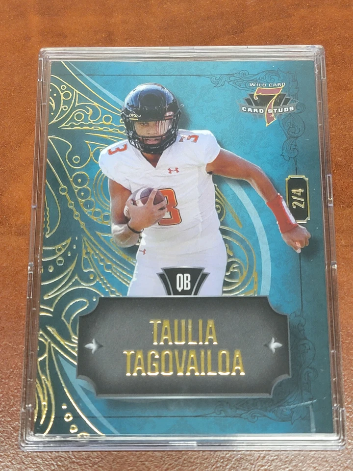 Taulia Tagovailoa 2023 Wild Card Seven Card Studs Teal Spade Foil /4 - Image 1 of 1
