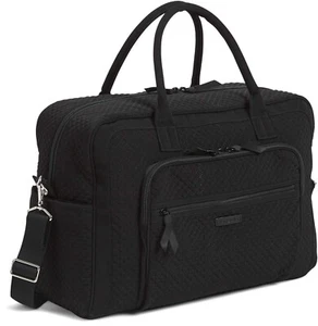 Vera Bradley Weekender Travel Bag 🐠🪸 Classic Black Quilted Microfiber NWT $160 - Picture 1 of 9