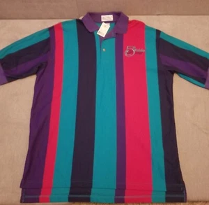 Isle of Capri Casino Vicksburg Mississippi Polo Striped Colorblock 90s NWT Sz XL - Picture 1 of 8