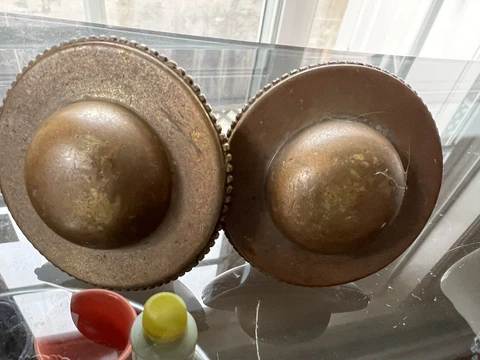 Antique Victorian  East Lake Brass Door Knob Cabinet Pull Set Of 2 Cover