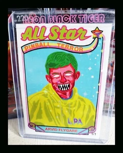 1/1 Neon Black Tiger - ARVID FLYGARE - ALL STAR PINBALL TERROR - GLITTER CARD - Picture 1 of 3