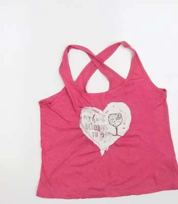 Peacocks Womens Pink Cotton Blend Basic Tank Size 8 Round Neck - Image 1 of 4