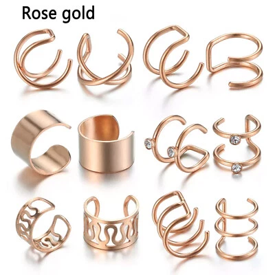 12X Pendientes envolventes de cartílago hélice brazalete oreja acero inoxidable sin perforar Foto 1 de 4