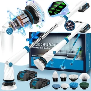 Electric Spin Scrubber for Cleaning with two 2000mAh Batteries with 8 Brushes - Picture 1 of 7