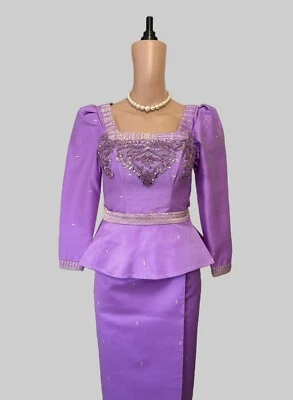 Khmer Traditional Outfit / Cambodian Clothes - 2 Piece, Khmer Shirt & Skirt - Image 1 of 4