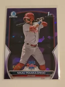 2023 BOWMAN SAPPHIRE NIKAU POUAKA-GREGO 1ST PURPLE /25 #BCP-89 PHILLIES PROSPECT - Bild 1 von 2