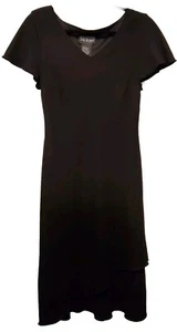 S.L. Fashion Women’s Black Lined Short Sleeve Layered Asymmetrical dress size 12 - Picture 1 of 6