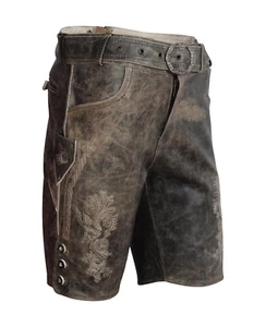 PANTALONES DE CUERO ALEMANES BÁVAROS TRACHTEN WEAR HOMBRE OKTOBERFEST PANTALONES CORTOS DE CUERO DIVIDIDO - Imagen 1 de 9