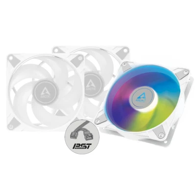 3 x ARCTIC P12 PWM PST ARGB White 120mm 0dB PC Case Fans Addressable RGB 48CFM - Image 1 of 4
