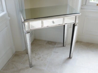 Mirrored Dressing Table Venetian Distressed 1 DRAW Console Silver Hall Table SOL - Image 1 of 3