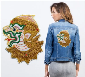 Hanuman Head Iron-On Sew Patc Embroidered MonkeyThai literature  15*18 cm. - Picture 1 of 6