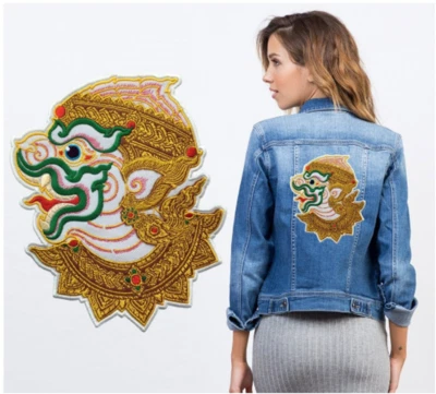 Hanuman Head Iron-On Sew Patc Embroidered MonkeyThai literature  15*18 cm. - Image 1 of 4