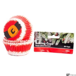 Christmas Santa Pants Holiday Baking Cups 3" Cupcake Liners, 50 CT, Red White - Picture 1 of 2