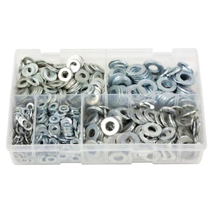 Caja surtida de lavadoras planas - Met Light M5 M6 M8 M10 M12 Forma A BZP Qty 1000 - Imagen 1 de 1