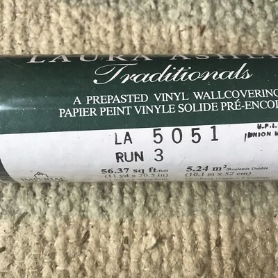 Laura Ashley Wallpaper Roses LA  5051 Pink Salmon Coral Sage NOS - Image 1 of 4