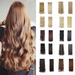 3/4 Full Clip In Hair Extensions Long Curly Straight Extentions Hair Piece Xmas - Picture 1 of 32