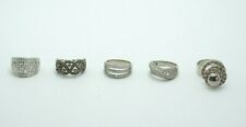 Lot of 5 Sterling Silver & Clear Cubic Zirconia Pave Fashion Rings, 29.9g
