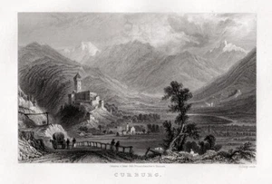 Südtirol: Curburg, Vinschgau Original Stahlstich Lacey 1833 - Bild 1 von 1